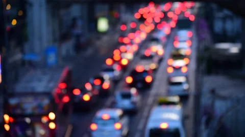 Bokeh abstract blurred background festive traffic yellow orange green red lights Stock Footage 122512656