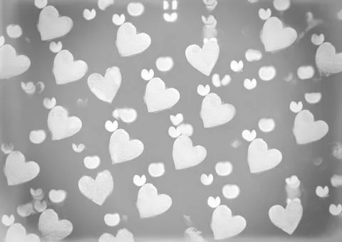 Bokeh, abstract bright background of white foam hearts with bokeh from garlan Stock Photos
