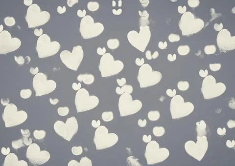 Bokeh, abstract bright background of white foam hearts with bokeh from garlan Stock Photos