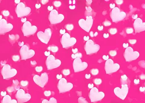 Bokeh, abstract bright background of white foam hearts with bokeh from garlan Stock Photos