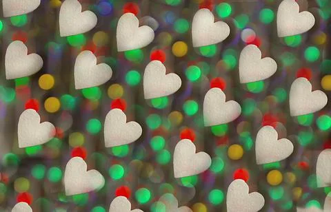 Bokeh, abstract bright background of white foam hearts with bokeh from garlan Stock Photos
