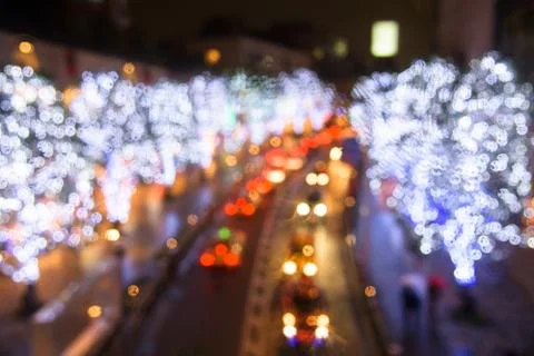 Bokeh abstract of Illumination and traffic Stock Photos