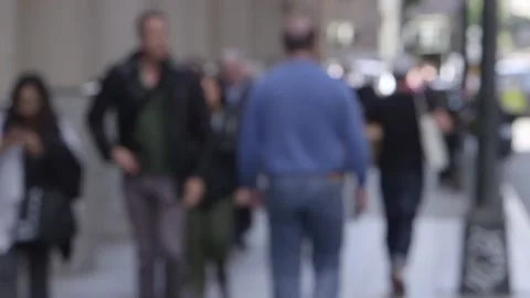 Bokeh Anonymous Crowd Walking Down the Street in San Francisco Stock Footage 131356442