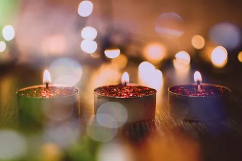 Bokeh background of candle light for dinner Stock Photos