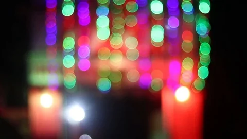 Bokeh background of Gate On the Road with lights, Blurry photo at night time. Stock Footage 117248833