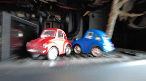 Bokeh background High speed traffic, dynamic composition moved cars. Toy Blur Stock Photos