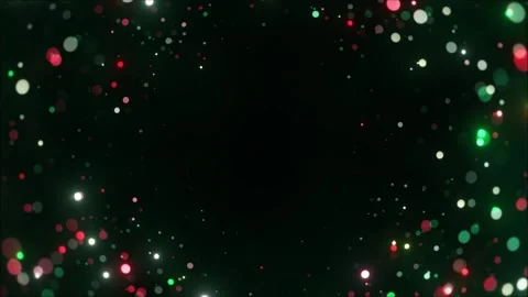 Bokeh background with vibrant red and green orbs, sparkling light reflections Stock Footage 296149427