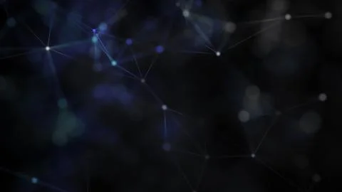 Bokeh. Blurred. Geometric pattern with connected lines and dots. Cybernetic dots Illustrazione stock