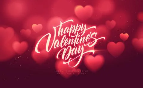 Bokeh Blurred Heart Shape Shiny Luxurious Background for Valentines Day Stock Illustration