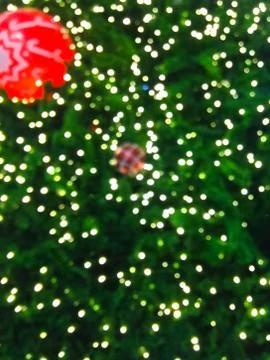Bokeh blurred out of focus background christmas fir tree Stock Photos