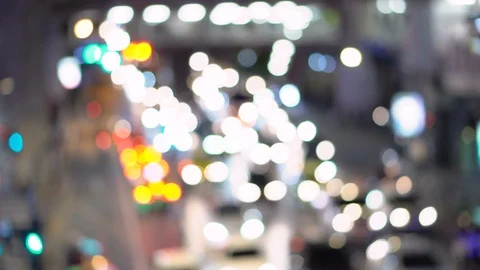 Bokeh of Car Lights at Night Stock Footage 93645109