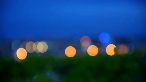 Bokeh in dark blurry background at night, Bokeh of city lights, Defocused night  Stock Footage 232287867