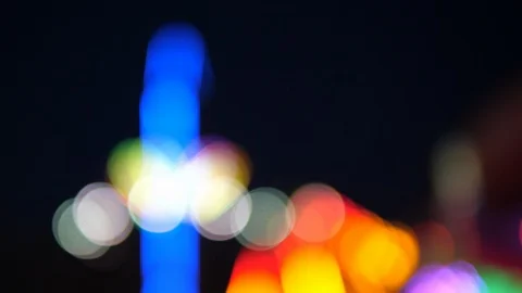 Bokeh Defocused Theme Park Sky Tower Stock Footage 107688017