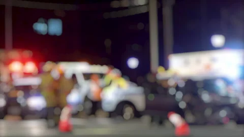Bokeh Disaster Background, Accident Crash Scene Flashing Lights, Slow Motion Stock Footage 171398415