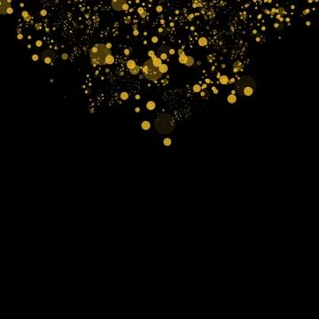 Bokeh effect isolated on black background. Dark Abstract Gold bokeh sparkle on Stock Illustration