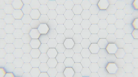 The bokeh effect of light scattering on the surface of a moving hexagonal grid Video stock 125294685