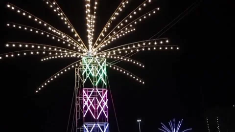 The bokeh effect of lights at night during the festival. Stock Footage 331973722