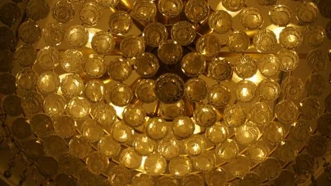 Bokeh effect of rystals balls lighting of a chandelier Stock Photos