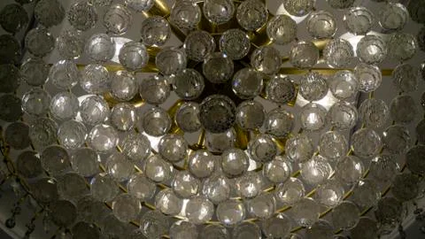 Bokeh effect of rystals balls lighting of a chandelier Stock Photos
