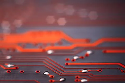 Bokeh electronic circuit close up computer Foto stock