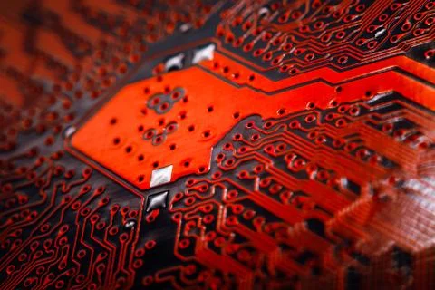 Bokeh electronic circuit close up computer. Selective focus Stock Photos