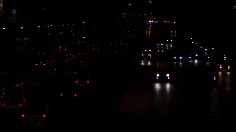 Bokeh of Evening traffic jam on road in city. Stock Footage 165434741