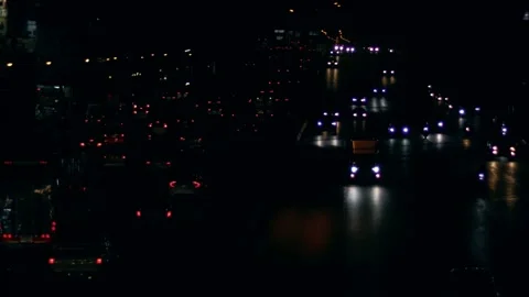 Bokeh of Evening traffic jam on road in city. Stock Footage 165434883