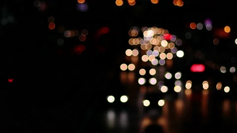 Bokeh of Evening traffic jam on road in city. Stock Footage 165434983