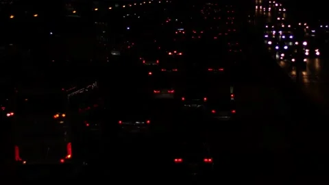Bokeh of Evening traffic jam on road in city. Stock Footage 165435889