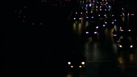 Bokeh of Evening traffic jam on road in city. Stock Footage 165435992