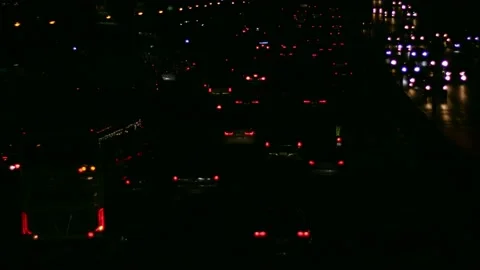 Bokeh of Evening traffic jam on road in city. Stock Footage 165436100