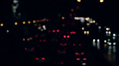 Bokeh of Evening traffic jam on road in city. Stock Footage 165436151