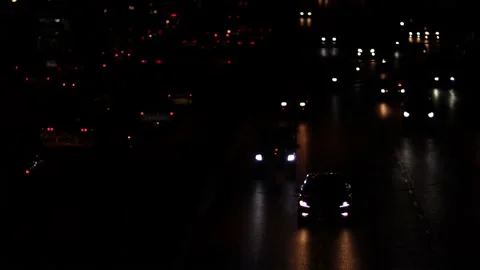 Bokeh of Evening traffic jam on road in city. Stock Footage 165436174