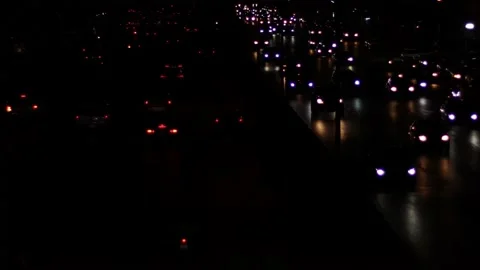 Bokeh of Evening traffic jam on road in city. Stock Footage 165436375