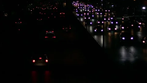 Bokeh of Evening traffic jam on road in city. Stock Footage 165436689