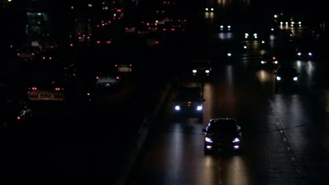 Bokeh of Evening traffic jam on road in city. Stock Footage 165437082