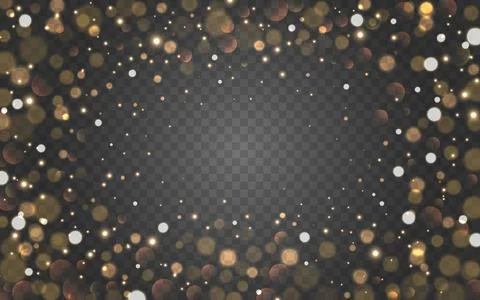Bokeh frame. Gold blurred border. Christmas shining template. Bright circles for Stock Illustration