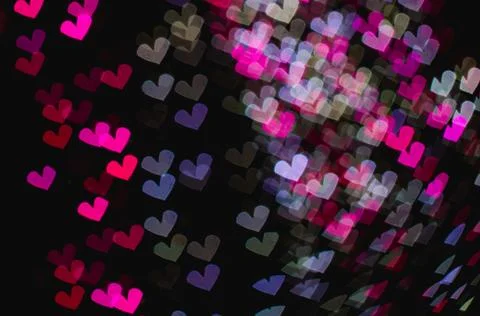The bokeh of heart shape from the beautiful colourful light deco Stock Photos
