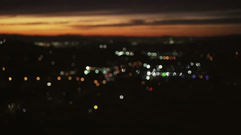 Bokeh of LA Lights at Sunset Stock Footage 221290119