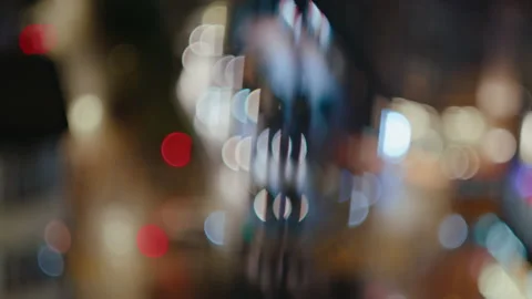 Bokeh Lights in Rain Видео 199643557