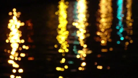Bokeh Lights in Water Reflection Stock Footage 105266778