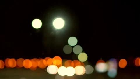Bokeh of night lights on the track, abstraction Stock Footage 135924433