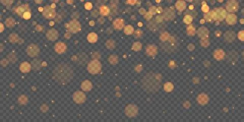 Bokeh overlay light effect. Christmas gold magic confetti. orange glitter Illustrazione stock