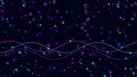 Bokeh Particles with Wave Lines Motion Background 库存影片 342817622