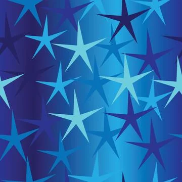 Bokeh seamless pattern with light blue stars Stock Illustration