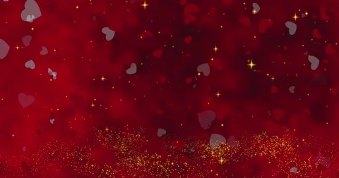 Bokeh of sparkling glittering lights in the shape of hearts flowing and falling Stock-Footage 232199747