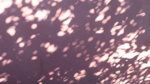 Bokeh sun light ray n bright sunlight shadow drops on purple blue cement wall Stock Footage 170831656
