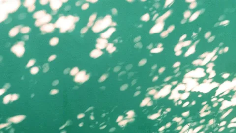 Bokeh sun light ray n bright sunlight shadow drops on cyan blue cement wall Stock Footage 170832207