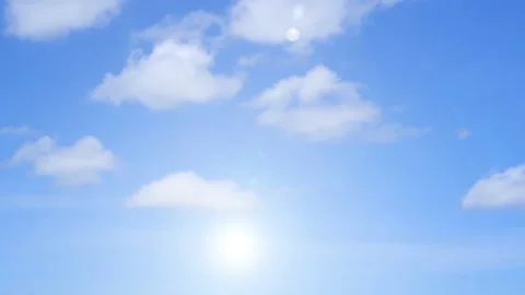 Bokeh sun light ray n bright lens flare with white cloud on sunny blue sky Stock Footage 202073590