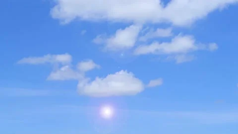 Bokeh sun light ray n bright lens flare with white cloud on sunny blue sky Stock Footage 202073591